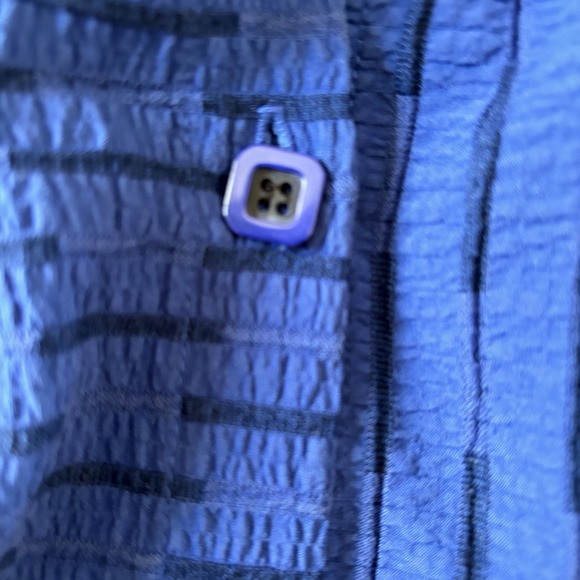 Habitat Clothes To Live In Blue Black Button Up Blouse Top Long Sleeve XS - Picture 7 of 10